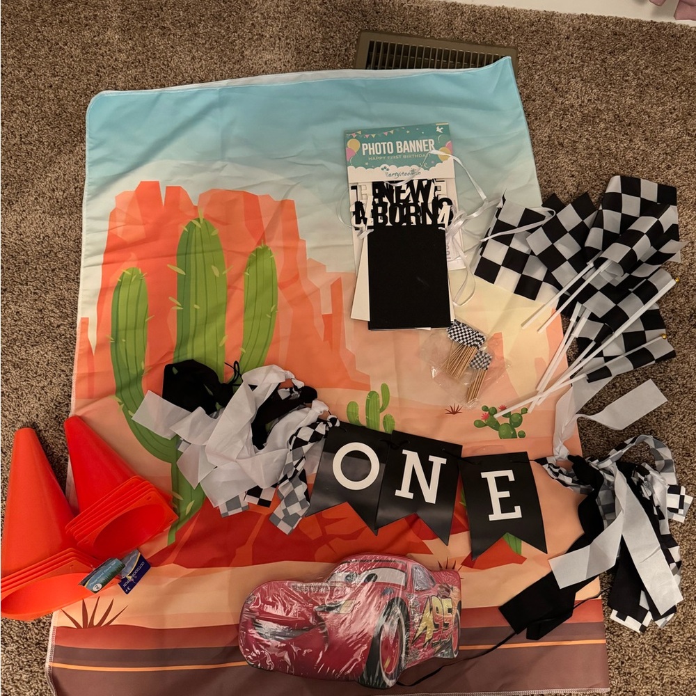 Red Race Car Birthday Banner